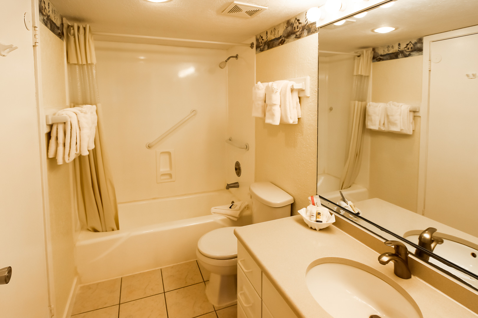A clean bathroom at VRI's Players Club Resort in Hilton Head Island, South Carolina.